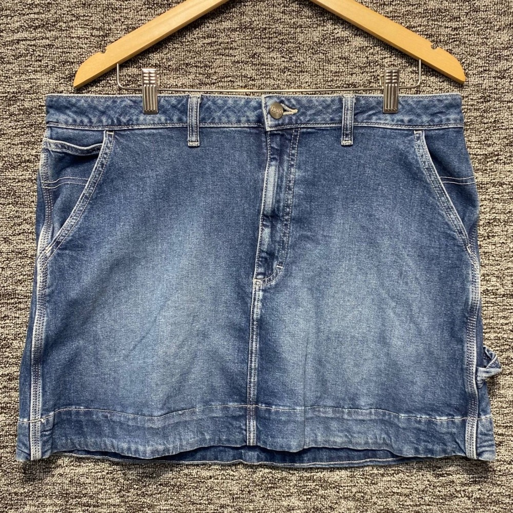 HD Lee Workwear Denim‎ Carpenter Skirt Womens Medium Blue Jean Y2K Hammer Loop